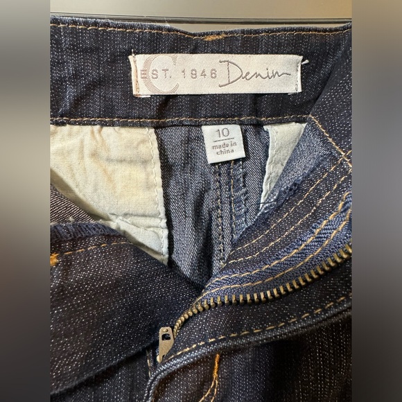 [Size 10] Dark Wash A-Line Denim Skirt w/ Faux Slit - Stretch, Ankle Length - Picture 4 of 5